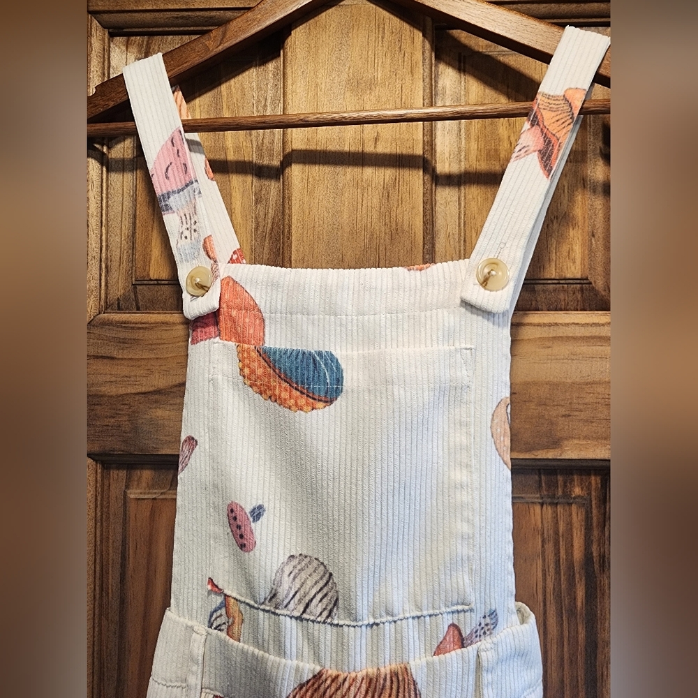Cider White Mushroom Print Wide-Leg Overalls - Picture 6 of 7